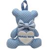 Generic Fiocco nascita Orsetto - Mini orsetto in cotone con nome ricamato - Regalo Neonato a forma di orsetto - Personalizzato con nome ricamato- Pri Frog Fatto a mano