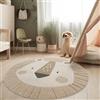 Paco Home Tappeto per cameretta bambino Effetto 3D Tappeto resistente Toni naturali, Dimensione:Ø 160 cm tondo, Colore:Cream (leone)