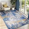 INOVADAY 90x150 cm Tappeto Lavabile in Lavatrice Tappeti Moderno Astratto Blu/Oro