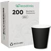 ecodrinks - 200 Bicchieri Carta Nero da 360ml - Per Acqua, Cocktail, Bevande Calde e Fredde - Biodegradabili, Eco-friendly e Made in Italy