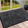 SHACOS Zerbino Ingresso Interno Antiscivolo, Tappeto Ingresso Lavabile In Lavatrice, Tappeto Bagno Interno Microfibra, Tappeto Esterno Rimozione Della Polvere, Nero Grigio, 80 x 120 cm
