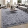 BSGIFT Tappeto per Soggiorno 140x200 Grigio, Shaggy Tappeto a Pelo Lungo Morbido, Tappeto Soffice per Soggiorno, Moderno Tappeto a Pelo Lungo ad Alta Pila Antiscivolo per Camera da Letto, Cameretta