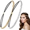 ZORTVUL 2 Fasce Elastiche Con Strass, 48,3 Cm, Regolabili, Anni '70, Fascia Per Capelli Da Discoteca, Per Donne E Ragazze, Accessori Per Capelli, Canto, Danza, Matrimoni, Feste E Balli