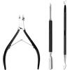 Makartt Pinze per cuticole con rimozione cuticole - 3 pezzi Cuticle Remover Tool - Set professionale di forbici per cuticole con tagliaunghie in acciaio inox, doppio spingicuticole e raschietto per