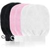 URAQT Guanto Esfoliante da Bagno, 6 Pezzi Guanto Doccia Guanto,Scrub Corpo in Filato Sintetico, Guanti Esfolianti per Doccia, Spa, Massaggi e Rimozione delle Cellule Morte (nero, rosa, bianco)