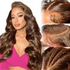 Beluck Parrucca Donna Capelli Veri Umani Chocolate Brown Human Hair Wigs 13x6 HD Lace Front Wig Human Hair Body Wave Parrucche Capelli Veri Marrone Cioccolato Ricci Glueless Wig For Black Women 14 Pollici