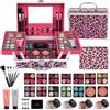 Anpro Leopord - Astuccio per trucco tutto in uno, doppio pieghevole, con set di trucco Pro Teen, kit completo di cosmetici con pennelli per il trucco, palette di ombretti, regalo ideale per ragazze