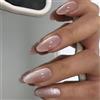 KAVI' S Unghie per mandorle corte da incollare unghie finte copertura completa design artistico 24 pezzi nude sfumato traslucido per donne e ragazze