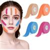 BUTBU Face Lifting Tape, 4 Rotoli Benda Elastica Autoadesiva, Bendaggio Kinesiologico，Cerotti Antirughe per il Viso, Diverse Zone, Nastro, Face Taping Viso, 4 Color (2.5 * 500CM)