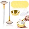 BEIMEIII Set di pennelli per maschera facciale e ciotola, grande, color oro, 2 soffici pennelli a ventaglio, 5 spugne compresse per il viso, fascia professionale per l'applicazione della maschera, strumenti