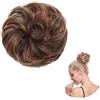 SEGO Elastico con Capelli Finti Chignon Extension Posticci Donna Hair Sintetici Ricci Toupet senza Clip Crocchia per Coda Finta 40g - Castano Scuro mix Castano Ramato Chiaro