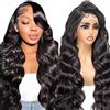 Beluck Parrucca Donna Capelli Veri Umani 13x6 HD Transparent Lace Front Wig Human Hair Parrucca Afro Capelli Veri Body Wave Wig Glue Parrucca Nera Riccia Donna Con Colore Naturale 22 Pollici
