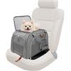 MY DUQUE - Mod. CAR-GO Trasportino per cani e gatti, base ISOFIX, per auto, lati espansibili e ampi per animali piccoli, facile accesso anteriore e posteriore. Tracolla. Borsa trasporto. Colore grigio