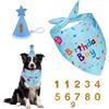 HMCEY 3 PCS Set Compleanno Cane,Bandana Cane Compleanno con Cappello, Numeri,HMCEY Cappellini da Festa per Animali Domestici,Accessori Decorazioni Compleanni Regalo per Cani Maschi, Femmine - Blu