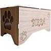 Generico Porta Ciotole per Cani e Gatti in Legno Personalizzabile con Nome, Supporto Rialzato per Due Ciotole, Design con Ossa e Zampe