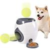 LINGJIUXING Lanciatore automatico per palline per cani con vassoio piatto per alimentazione interno Lanciatore di palline da tennis per cani con 2 palline Giocattoli interattivi per cani per cani e cuccioli