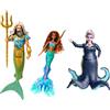 Mattel Disney La Sirenetta - Set di 3 bambole Ariel, Re Tritone e Ursula, ciascun personaggio con abiti caratteristici e accessori rimovibili, giocattolo per bambini, 3+ anni, HND28