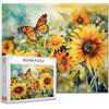 Tucocoo Puzzle con paesaggio di girasole per adulti, 1000 pezzi, farfalla e fiori, decorazione artistica colorata per la casa, perfetto per feste di gioco in famiglia