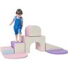 HOMCOM 7PCS Modulo motricità bébé parcours motricité bébé blocchi da costruzione in schiuma EPE con rivestimento sintetico - giocattoli educativi per bambini in età prescolare, multicolore