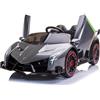 FINOOS Auto macchina elettrica per bambini Lamborghin Veneno 24V 2 posti, 4X4, sedile in pelle, ruote in gomma con telecomando 2,4 GHz da 1 a 7 anni (Grigio metallizzato)