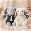 Smile lab Coniglietto Peluche Personalizzato Peluche Coniglio con 4 Foto Nascoste nelle Orecchie Regalo Personalizzato per Coppia Anniversario San Valentino Compleanno Natale 26cm / 40 cm (Stile03)