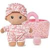 LeyaDoll Bambola morbida(9'), bambola bambina ideale come regalo bambino 1 anno, regalo di battesimo e Natale per bambina e neonati-Playset-Pudding Baby-Tanned-01