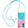 Paekear Custodia per Cellulare con Corda per Xiaomi Redmi Note 13 Pro 5G Case, Liquido Sabbie Mobili Bumper TPU Cover con Collana Practical Stylish/Necklace Cordoncino Cordino Tracolla, Rosa & Blu