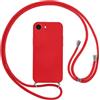 Vauki Cover per iPhone 16E/iPhone SE 4 2025 con Cordino, Silicone Custodia con Laccio Collana Tracolla, Antiurto Ultra-Sottile Protettiva Cellulare Case per iPhone 16E/iPhone SE 4, Rosso