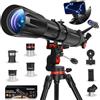 HETEKAN Telescopio, Telescopio Astronomico Professionale, 90/900 mm (36X-450X) Telescopios Rifrattore per Adulti Bambini e Principianti, per Osservazioni Planetarie, con Adattatore per Cellulare
