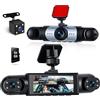 Hikity Dashcam per tutti i veicoli, 4 telecamere, display IPS da 3,16, 1080P, visione notturna, registrazione loop, videoregistratore grandangolare 150°/120° con scheda TF (max 64GB) C10