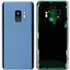 Senza Marchio KIT 3 Pezzi Copri Batteria + biadesivo + lente compatibile per SAMSUNG GALAXY S9 G960F G960 Ricambio Vetro Posteriore Back Cover Retro Scocca adesivo + lente obbiettivo con cornice CAMERA (blu)