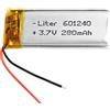 Liter energy battery Batteria 501540 LiPo 3.7V 280mAh 1.036Wh 1S 5C Liter Energy Battery per l'elettronica Ricaricabile Telefono Portatile Smartwatch Orologio GPS - Non adatto per Radiocomando 42x15x5mm (280mAh|501540)