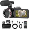 Caupureye Videocamera 4K 48MP Camcorder per YouTube, 21X Zoom Digitale Videocamere, Schermo Rotante 270° 3 Vlog Camera, Video Camera con Cavo HDMI, Microfono, Telecomando, 2 Batterie (32GB Videocamera)