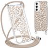 Coalbooliy Magnetica Custodia per Samsung Galaxy S25 Ultra 5G 6,8 con Cordino, Case Compatibile con MagSafe Trasparente Aesthetic Modello Leopardo Disegni Cover Protezione con Collana Femmina, 01