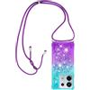 Paekear Custodia per Cellulare con Corda per Xiaomi Redmi Note 13 Pro 5G Case, Liquido Sabbie Mobili Bumper TPU Cover con Collana Practical Stylish/Necklace Cordoncino Cordino Tracolla, Blu & Viola