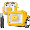 R-fun per Custodia protettiva AirPods Pro 2a generazione, Chiusura magnetica automatica, con kit di pulizia, Adatta per Custodia protettiva AirPods Pro 2 -Giallo