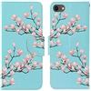 AIFILLE Compatibile con Custodia iPhone 8 Azzurra con Disegni Elegante Fiore Rosa Premium PU Pelle Portafoglio Anti-Slip Anti Urto Protettiva Flip Slim Fit Cover Libro per iPhone 7/ iPhone 8