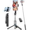 QIRITA Bastone Selfie, 41'' Estensibile Selfie Stick Treppiede per Smartphone con Clip Staccabile & Telecomando Wireless, Rotazione a 360° Asta per Selfie Compatibile con iPhone/Android/Samsung/GoPro