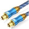 EMK Cavo Audio Ottico Digitale 24K Placcato Oro Spina Intrecciato Nylon Cavo Fibra Ottica Toslink per Home Theater, Sound Bar,Samsung TV, PS4, Xbox, Playstation e Altro (1,8M)