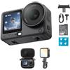 DJI Osmo Action 6 Combo Essenziale con custodia + pellicola protettiva + luce di riempimento, 4K action cam con sensore quadrato 1/1,1″, apertura variabile da f/2,0 a f/4,0, batteria da 4 ore