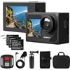 SVBONY SVGo2 - Fotocamera subacquea 4K, con microfono esterno, ghiaccio, impermeabile fino a 30 m, touch screen, doppio schermo, 3 batterie da 1350 mAh, grandangolo di 140°, Wi-Fi, set di accessori da