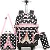 HTgroce Zaino Scuola Elementare Trolley, 3 Set Zaini Scuola Trolley Sacchetti per Snack Astuccio Bambina