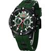 KXAITO Orologio sportivo analogico da uomo, orologio militare per esterni, a LED, cronometro, digitale, elettronico, grande, doppio schermo, impermeabile, tattico, da uomo, 0349 g nero e verde, L