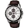 Casio Edifice EFR-526L-7AVUDF - Orologio cronografo da uomo, quadrante bianco in pelle, cinturino in pelle, cronografo marrone