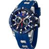 KXAITO Orologio sportivo analogico da uomo, orologio militare per esterni, a LED, cronometro, digitale, elettronico, grande, doppio schermo, impermeabile, tattico, da uomo, 0349 g blu e argento, L