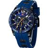 KXAITO Orologio sportivo analogico da uomo, orologio militare per esterni, a LED, cronometro, digitale, elettronico, grande, doppio schermo, impermeabile, tattico, da uomo, 0349 g nero e blu, L