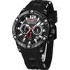 KXAITO Orologio sportivo analogico da uomo, orologio militare per esterni, a LED, cronometro, digitale, elettronico, grande, doppio schermo, impermeabile, tattico, da uomo, 0349 g nero, L, Cronografo