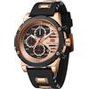 KXAITO Orologio sportivo analogico da uomo, orologio militare per esterni, a LED, cronometro, digitale, elettronico, grande, doppio schermo, impermeabile, tattico, da uomo, 0246g Nero E Oro Rosa, L