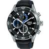 Lorus Orologio analogico da uomo al quarzo con cinturino in pelle RM343FX9, Nero, striscia