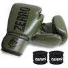 ZERRO Guantoni da Boxe in Pelle PU per Donna e Uomo. Guanti Allenamento e Sparring per Muay Thai, Kickboxing, Fitness, Pugilato con Due Bende da Boxe 12 14oz
